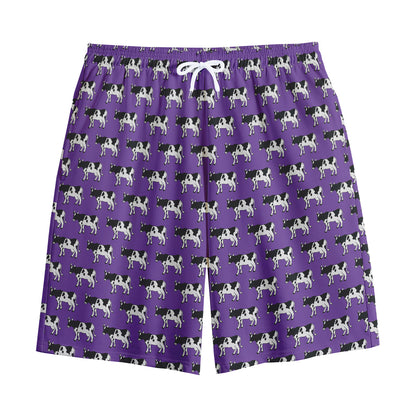 Purple Cow Pattern Print Cotton Shorts