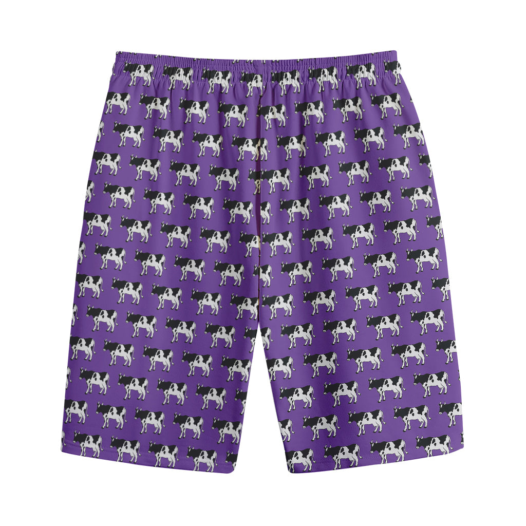 Purple Cow Pattern Print Cotton Shorts