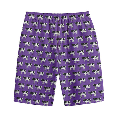 Purple Cow Pattern Print Cotton Shorts
