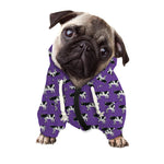 Purple Cow Pattern Print Dog Zip Up Hoodie