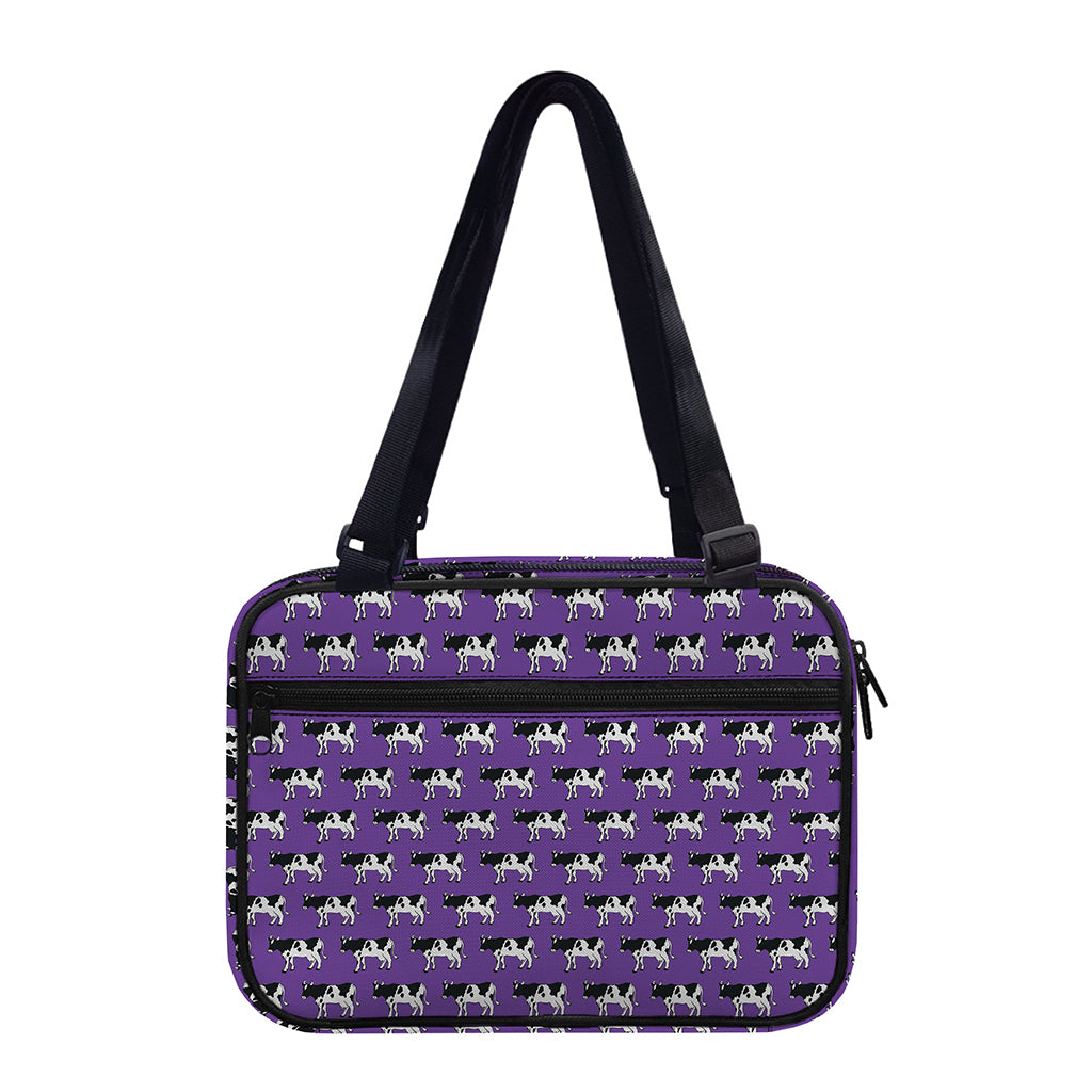Purple Cow Pattern Print Double Strap Bible Bag