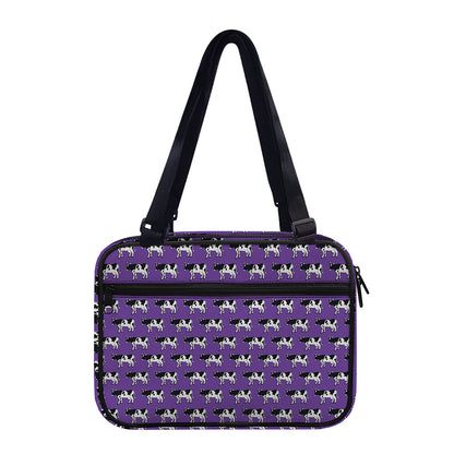 Purple Cow Pattern Print Double Strap Bible Bag