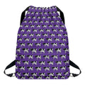 Purple Cow Pattern Print Drawstring Backpack