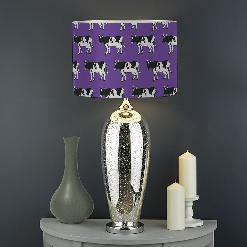 Purple Cow Pattern Print Drum Lamp Shade
