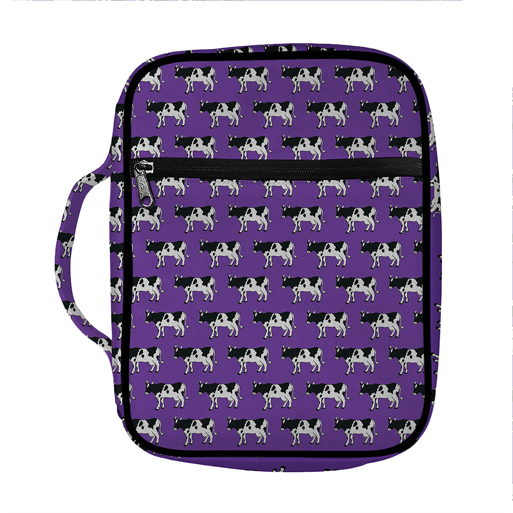 Purple Cow Pattern Print Front Pocket Bible Bag