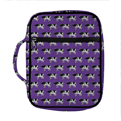 Purple Cow Pattern Print Front Pocket Bible Bag