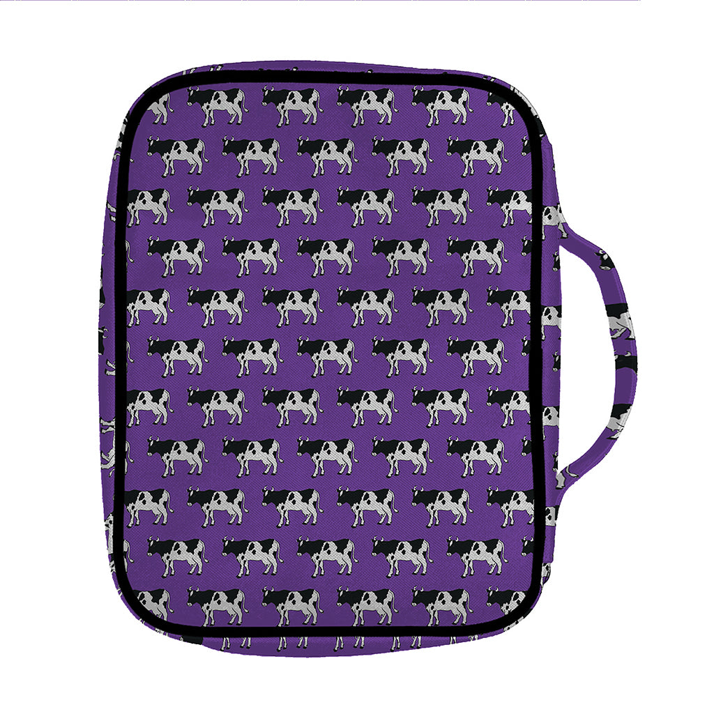 Purple Cow Pattern Print Front Pocket Bible Bag