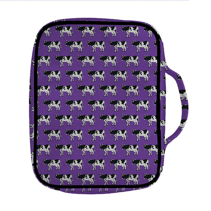 Purple Cow Pattern Print Front Pocket Bible Bag