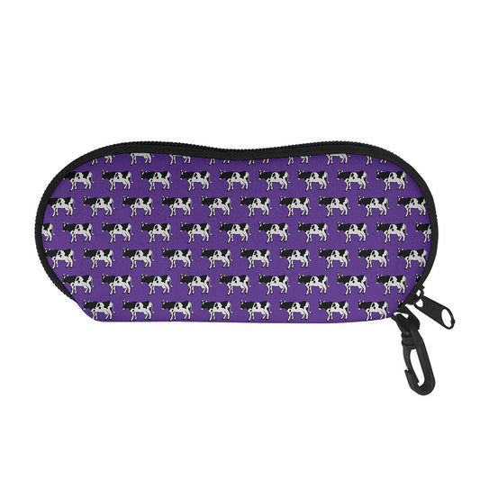 Purple Cow Pattern Print Glasses Case