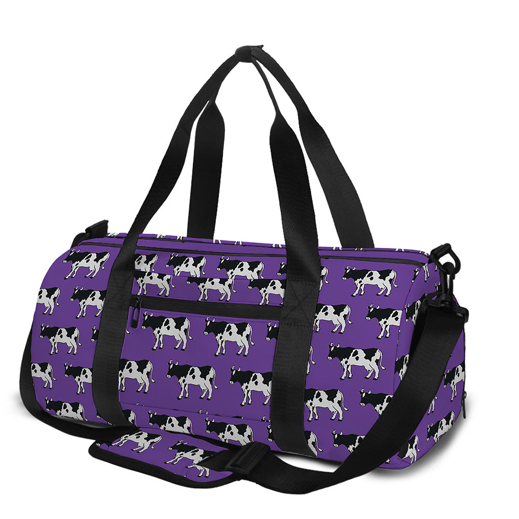 Purple Cow Pattern Print Gym Bag
