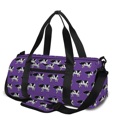 Purple Cow Pattern Print Gym Bag