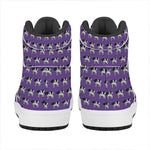 Purple Cow Pattern Print High Top Leather Sneakers