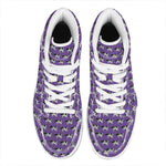 Purple Cow Pattern Print High Top Leather Sneakers