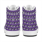 Purple Cow Pattern Print High Top Leather Sneakers