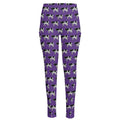 Purple Cow Pattern Print High-Waisted Pocket Leggings