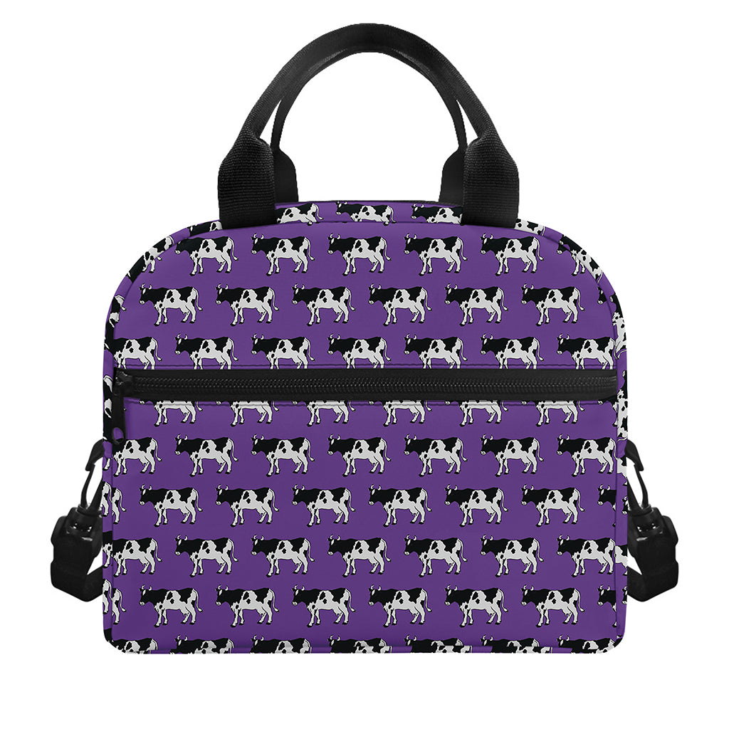 Purple Cow Pattern Print Insulated Lunch Bag
