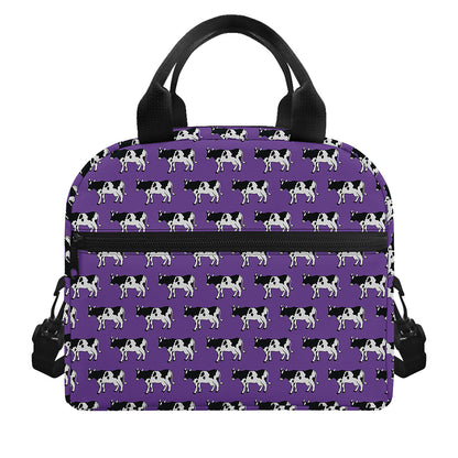 Purple Cow Pattern Print Insulated Lunch Bag