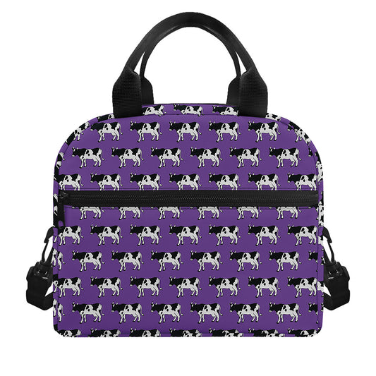 Purple Cow Pattern Print Insulated Lunch Bag