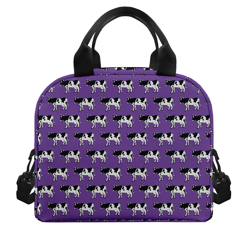 Purple Cow Pattern Print Insulated Lunch Bag