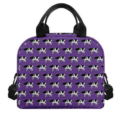 Purple Cow Pattern Print Insulated Lunch Bag
