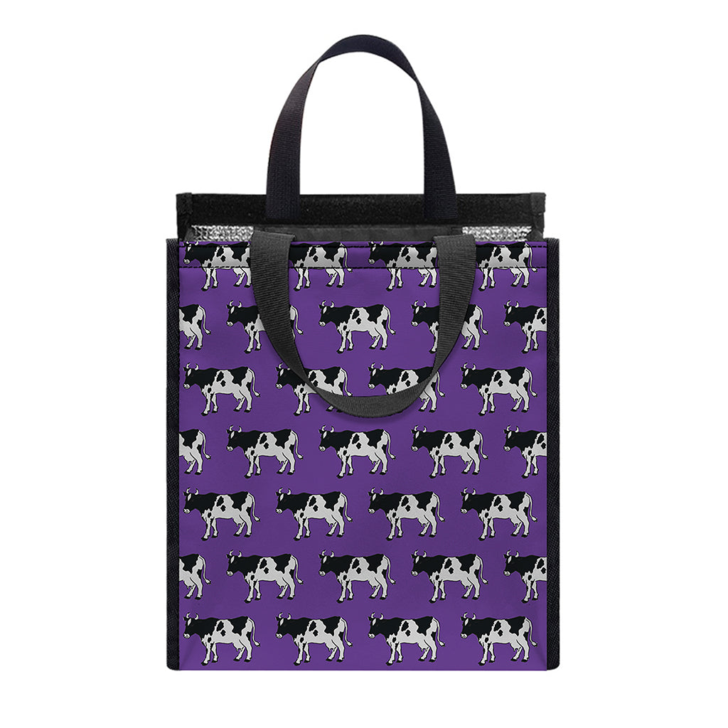 Purple Cow Pattern Print Insulated Lunch Tote
