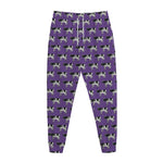Purple Cow Pattern Print Jogger Pants