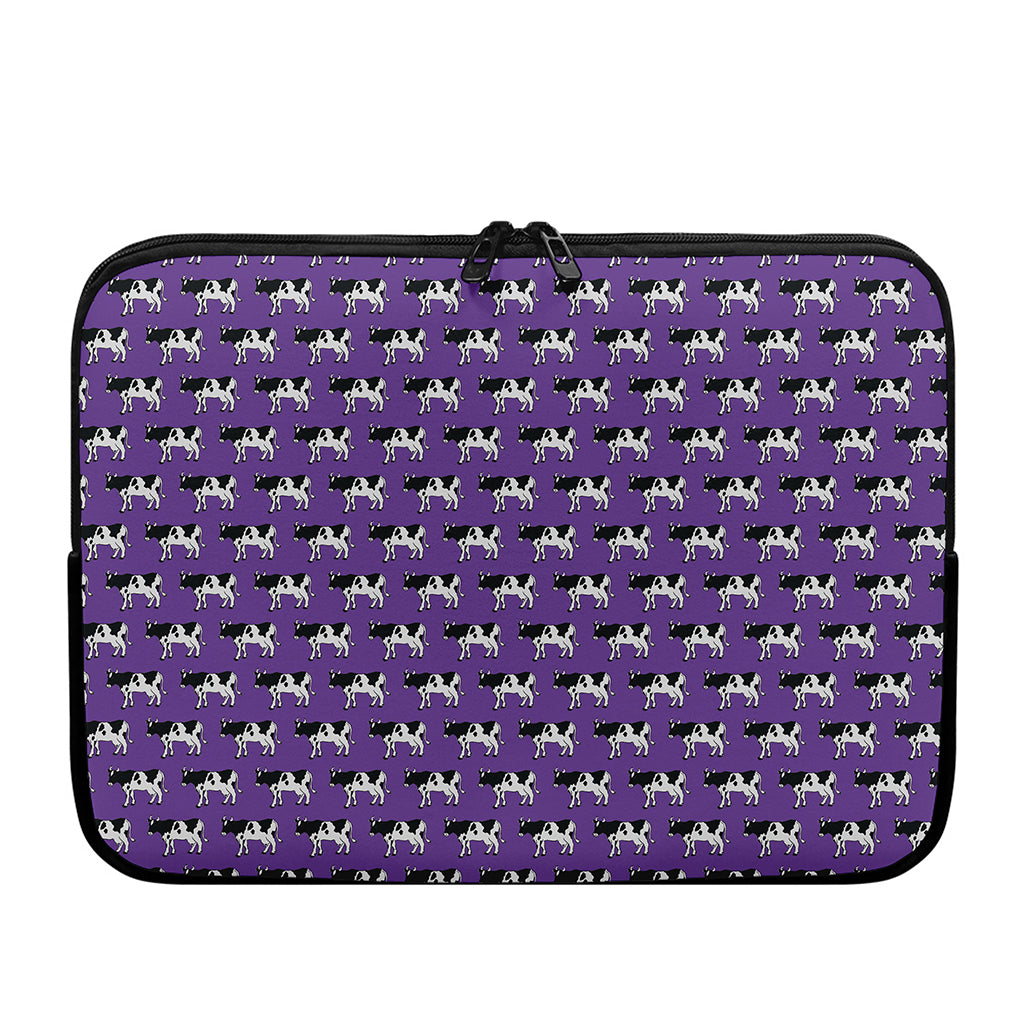 Purple Cow Pattern Print Laptop Sleeve