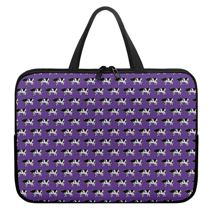 Purple Cow Pattern Print Laptop Sleeve With Handle