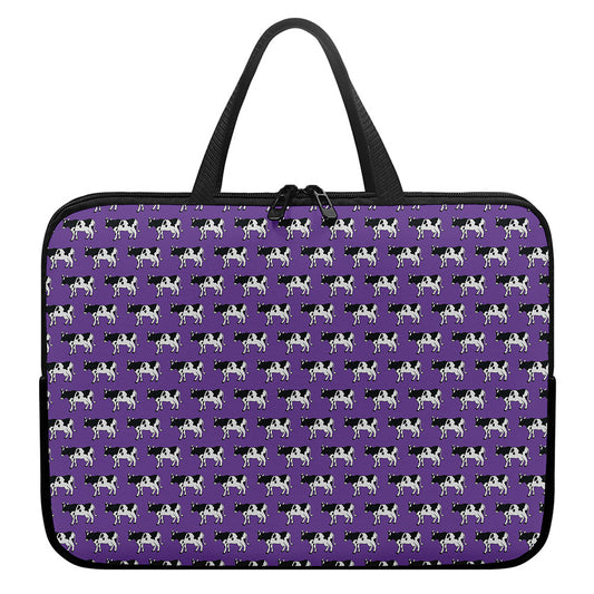 Purple Cow Pattern Print Laptop Sleeve With Handle