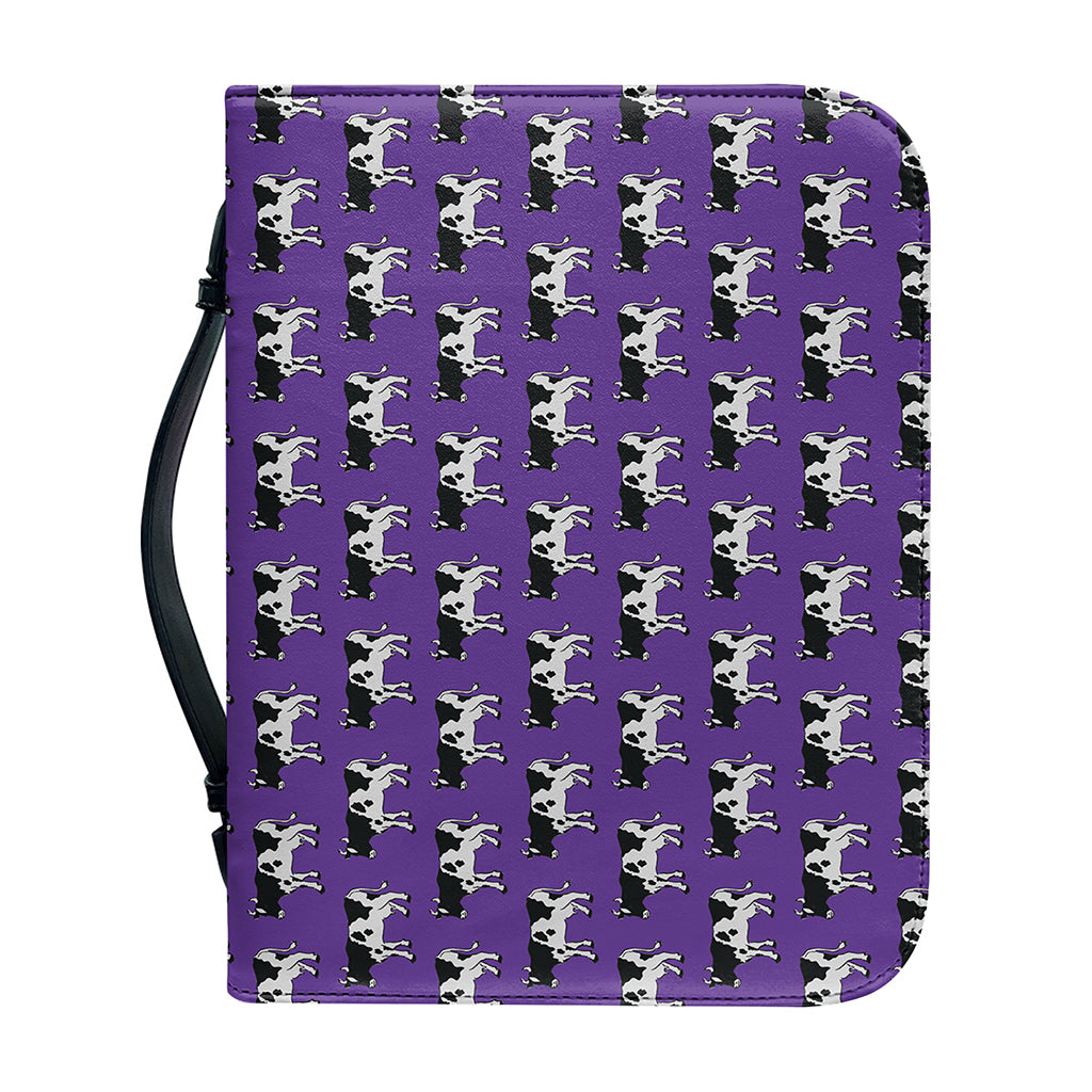 Purple Cow Pattern Print Leather Bible Cover