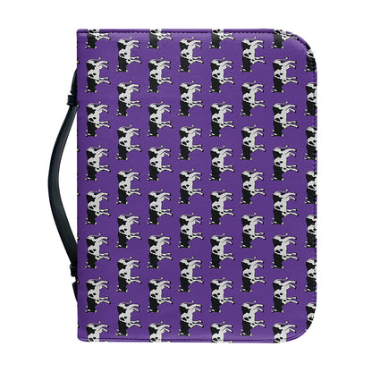 Purple Cow Pattern Print Leather Bible Cover