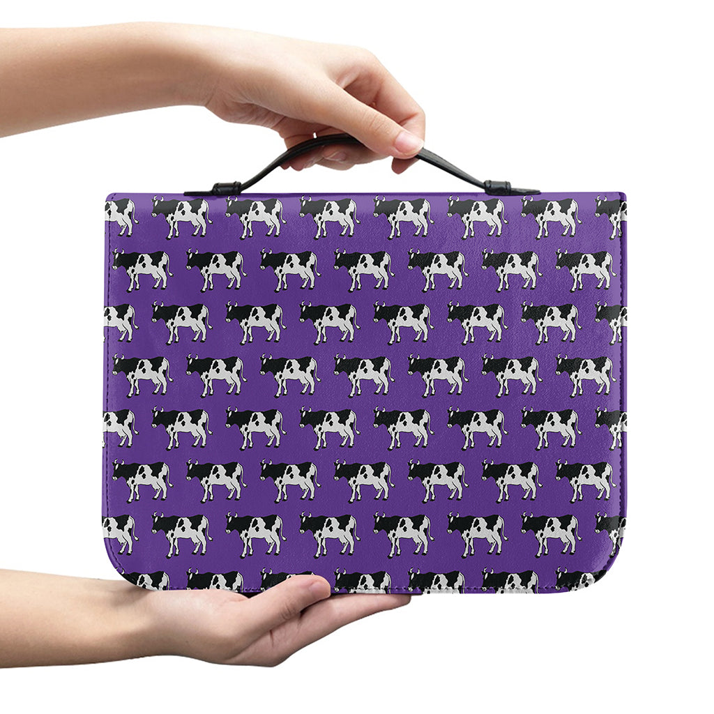 Purple Cow Pattern Print Leather Bible Cover
