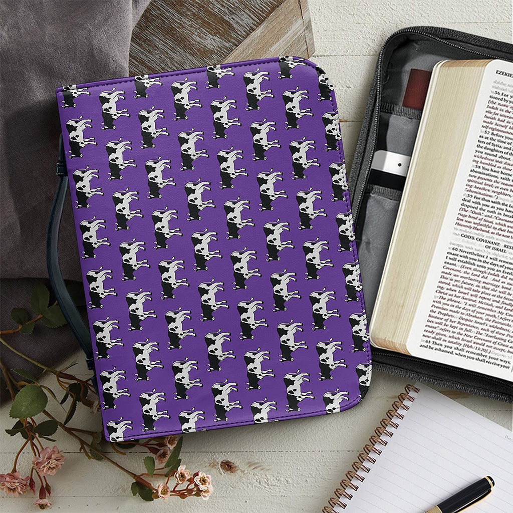 Purple Cow Pattern Print Leather Bible Cover