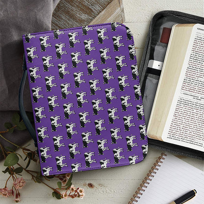 Purple Cow Pattern Print Leather Bible Cover