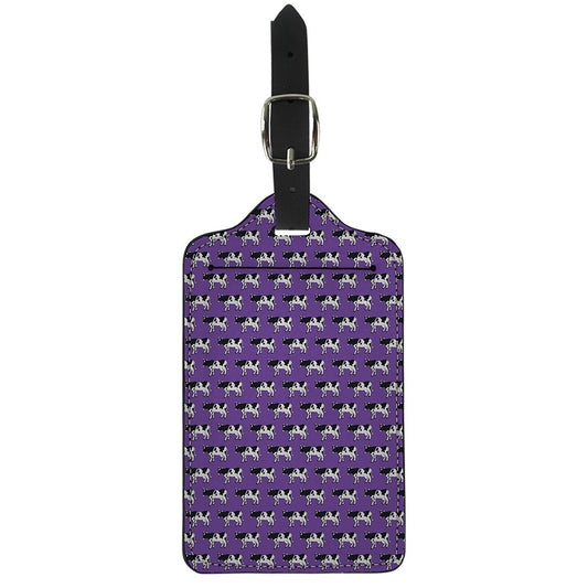 Purple Cow Pattern Print Luggage Tag