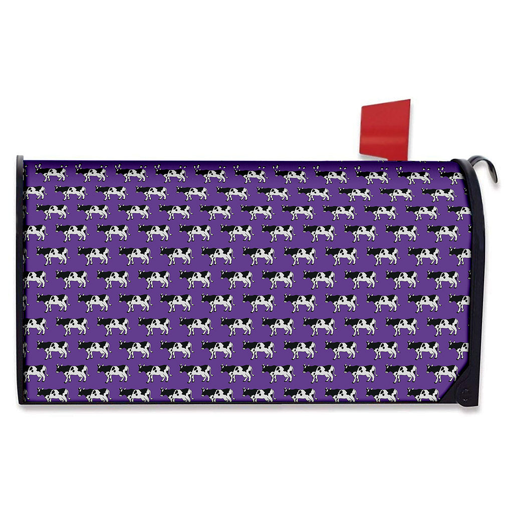 Purple Cow Pattern Print Mailbox Cover
