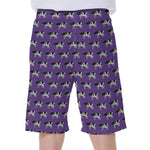 Purple Cow Pattern Print Men's Beach Shorts