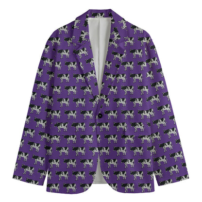 Purple Cow Pattern Print Men's Blazer