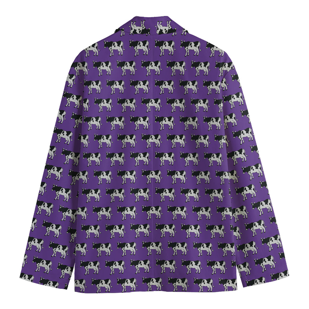 Purple Cow Pattern Print Men's Blazer