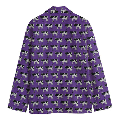 Purple Cow Pattern Print Men's Blazer