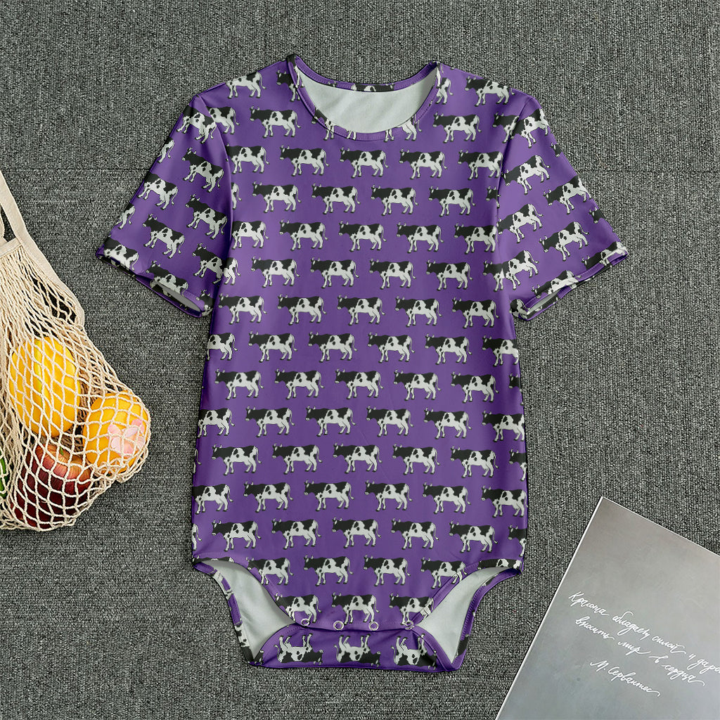 Purple Cow Pattern Print Men's Bodysuit