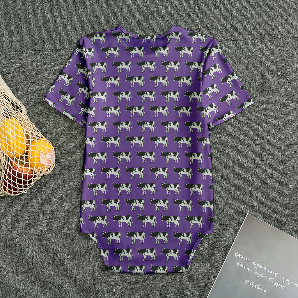 Purple Cow Pattern Print Men's Bodysuit