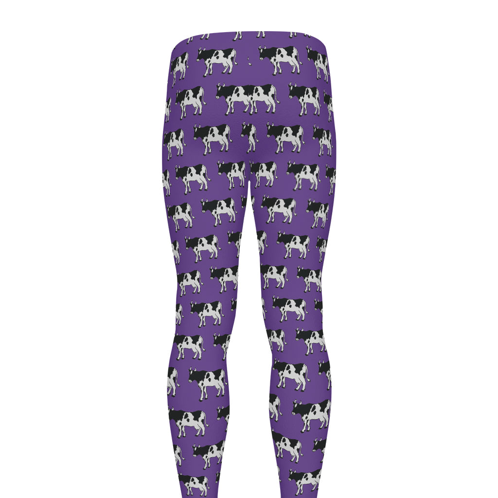 Purple Cow Pattern Print Men's leggings