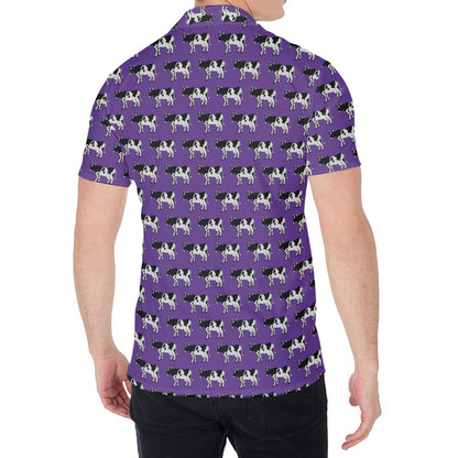 Purple Cow Pattern Print Men's Shirt