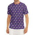 Purple Cow Pattern Print Men's Short Sleeve Rash Guard