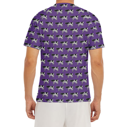 Purple Cow Pattern Print Men's Short Sleeve Rash Guard