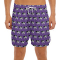 Purple Cow Pattern Print Men's Split Running Shorts