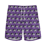 Purple Cow Pattern Print Men's Sports Shorts