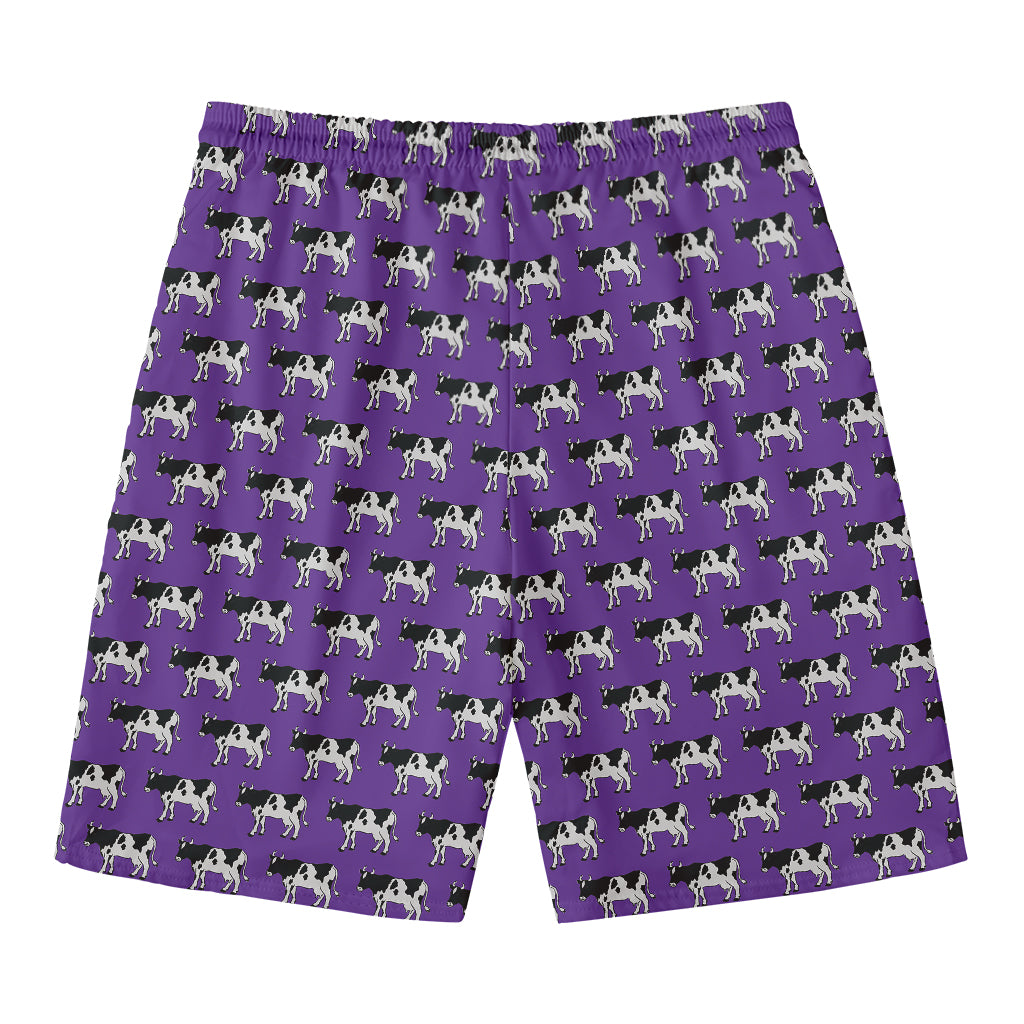 Purple Cow Pattern Print Men's Swim Trunks