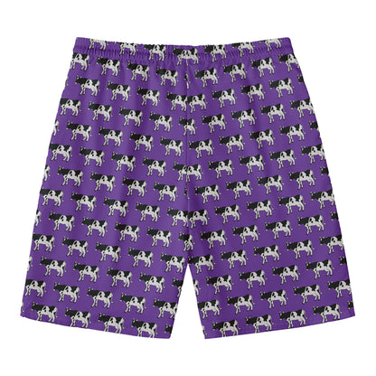 Purple Cow Pattern Print Men's Swim Trunks